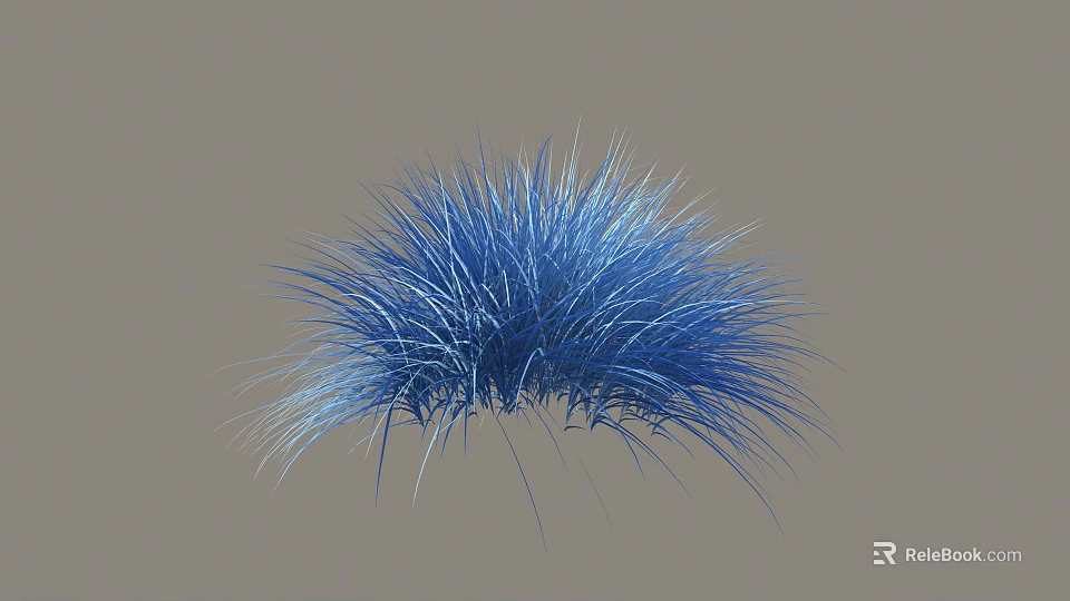 Vibrant Blue Shrub With Spiky Leaves On Neutral Light Brown Background 3d model 