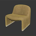 Tan Velvet Accent Chair With Modern Curved Backrest And Sleek Metal Legs