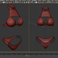 Fashionable Red Lingerie Set with Intricate Lace Bra and Panties Design