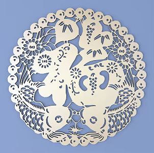 Chinese Paper-cut Metal Carved Fu Characters Carp Carved Chinese Pattern Hollow Carved Traditional Carved 3d model