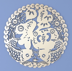 Chinese Paper-cut Metal Carved Fu Characters Carp Carved Chinese Pattern Hollow Carved Traditional Carved 3d model