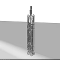 Tall Industrial Metal Tower Structure with Detailed Lattice Framework Design
