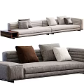 Modern Gray Sofa Set With Multiple Pillows And Wooden Side Tables 3d model