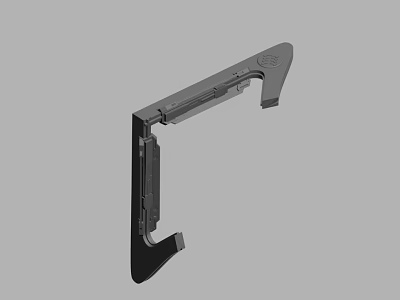 Black Mechanical Bracket Component With Curved Structure And Mounting Features 3d model
