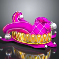 Pink Jester Hat With Diamond Quilted Pattern Yellow Trim And Silver Bells Decorative Design 3d model