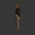 Brown Leather Jacket With Gray Shirt Brown Pants Hat And Holster Daily Use Items