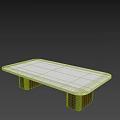 Minimalist Modern Coffee Table With White Tabletop And Dark Brown Square Bases