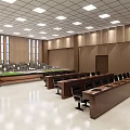 Modern Conference Room Interior With Wooden Walls Large Meeting Table Ceiling Lights And Seats