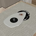 White Modern Coffee Table With Black Tray And Marble Pattern Ottoman In Living Room
