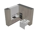 Modern Kitchen Interior With Light Wood Cabinets Marble Countertop And LED Strip Lighting
