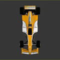Yellow and White Race Car with Aerodynamic Design Large Wheels and Rear Wing