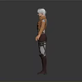 Game and Movie Character With White Hair Orange Jacket Brown Pants Strapped Design And Boots