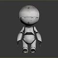 White Robot Character With Green Eyes And Scratched Body Design