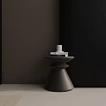 Modern Black Side Table With Unique Conical Base And Stacked Books On Top 3d model