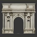 White Classical Architectural Model With Arches Ornate Carvings And Open Center