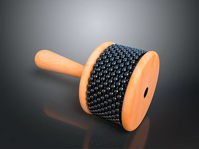 Wooden Handle Massage Roller With Black Beads For Daily Relaxation And Comfort 3d model