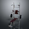 Multi functional Fitness Weight Rack With Red Bench Press And Metal Frame