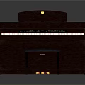 Brown Wooden Upright Piano With Black Stool And Keyboard Control Panel