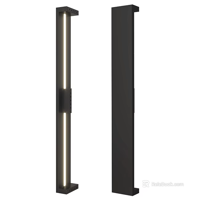 Modern Black Door Handle With Vertical Light Strip And Sleek Design 3d model 