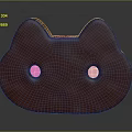 Brown Cat Face Shaped Decoration with Ears and Pink Light Colored Dots