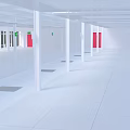 Bright Spacious Modern White Interior With Columns Red Doors And Windows