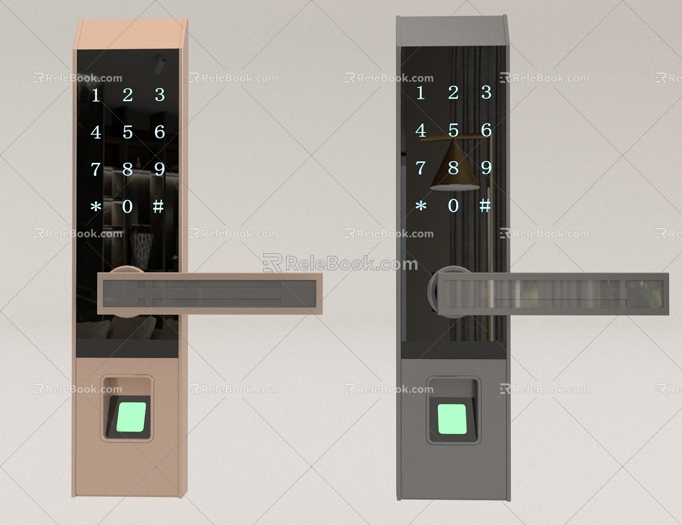 Fingerprint lock door lock handle 3d model