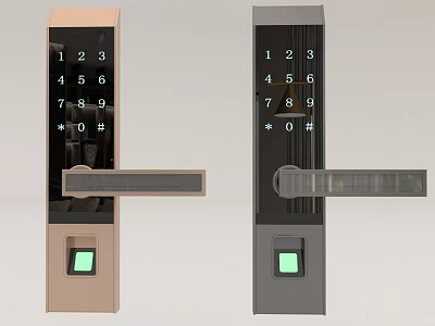 Smart Door Handle With Numeric Keypad And Fingerprint Recognition In Two Colors 3d model