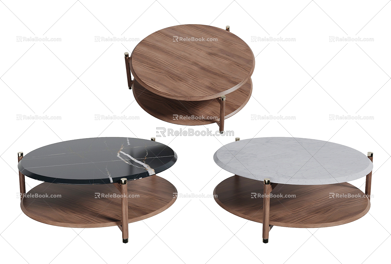 New Chinese Round Coffee Table 3d model