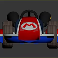 Red White Mario Go Kart Featuring M Logo Blue Seat Yellow Wheels