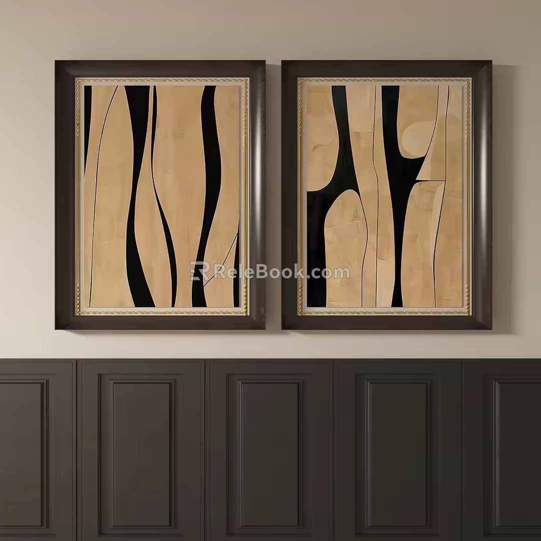 Middle Ancient Abstract Hanging Paintings 3d model