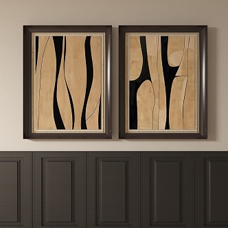 Middle Ancient Abstract Hanging Paintings 3d model