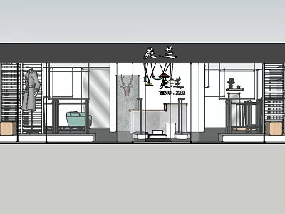 Modern Clothing Store Interior Design With Clothing Racks Mirrors And Displays 3d model