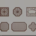 Lattice Carved Windows in Various Traditional Wooden Shapes with Intricate Decorative Patterns