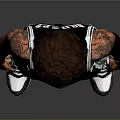 3D Basketball Player Model With Black Jersey V2 Lettering Shorts Tattoos And Arm Sleeve