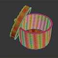Handwoven Round Brown Wicker Basket With Open Lid And Storage Design