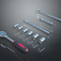 Professional Socket Wrench Set with Different Size Sockets and Extension Bars