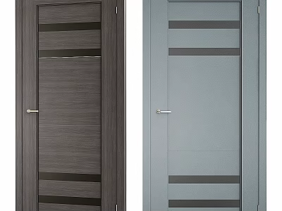 Wooden And Glass Hinged Doors With Decorative Lines Design For Home 3d model