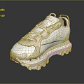 White Casual Sneakers With Thick Sole Lace Up Design And Light Pink Accents