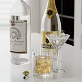 Decorative Ornament Set With Wine Bottles Martini Glass And Tumbler On Tabletop