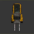 Vintage Rustic Forklift With Green Yellow Body Large Rusted Wheels And Metal Forks