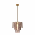 Luxury Modern Crystal Chandelier With Layered Glass Design And Gold Metal Frame
