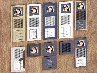 Various Doorbell Styles With Screen Display Face Image And Control Buttons 3d model