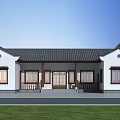 Ancient Chinese Architecture With White Walls Black Roof Wooden Porch And Symmetrical Design
