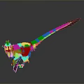 3D Fantasy Weapon Model With Feathered Long Tail And Horned Head Structure Design
