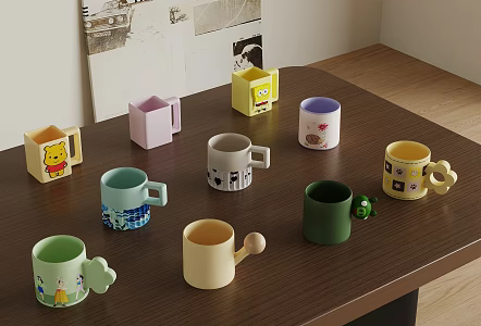 Kindergarten children drink water cup 3d model