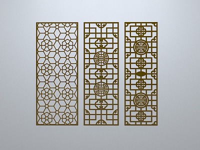 Chinese-style window grilles line silhouette pane window sill border engraved window edge strip construction model