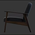 Modern Minimalist Single Sofa With Dark Gray Upholstery And Wooden Arms Legs