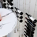 Elegant Luxury Wine Cabinet With Glass Doors Metal Frame And Bar Stools