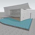 Modern Architectural Design With Unique Roof Structure And Water Features 3d model
