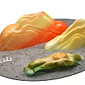 Colorful Sculpted Rockery Scenic Photo Check-in Spot With Vibrant Orange Yellow Green Hues
